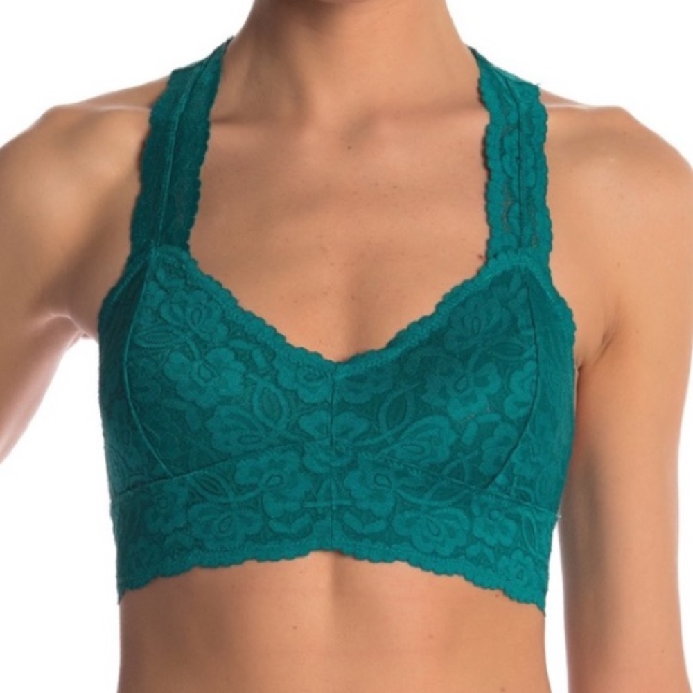 People Galloon Lace Racerback Bralette XS Small Wireless Soft Green